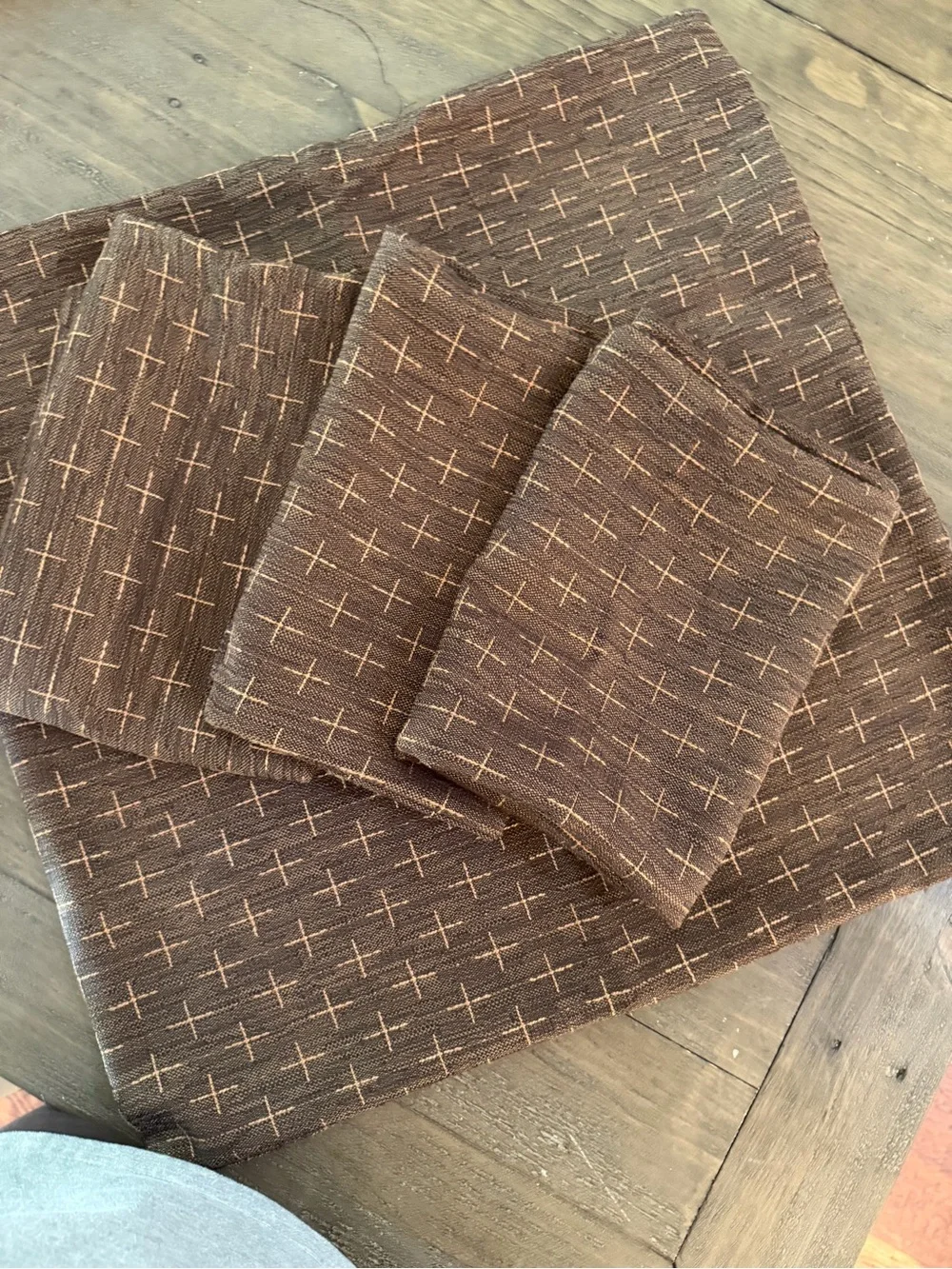 Euro Cocoa Brown with Gild Cross-Stitch Pattern four covers (pillow not included